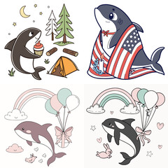 High-Quality orcas Illustrations in Various Styles – SVG Bundle