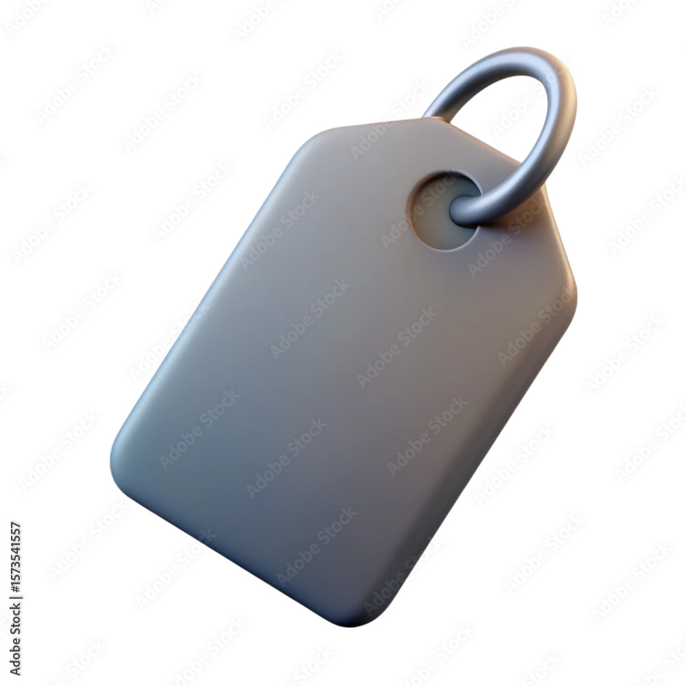 Poster simple blank price tag with metallic loop isolated against a deep black background