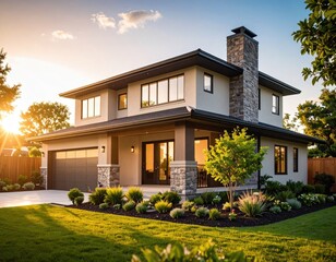 Modern house at sunset (4)