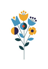 Mid-Century Modern Floral Bouquet Illustration