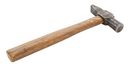 Isolated Hammer Wood and Metal Carpentry Tool on Transparent Background
