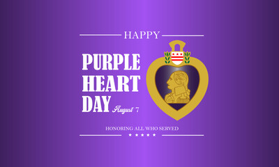 National Purple Heart Day August 7 Background Vector Illustration