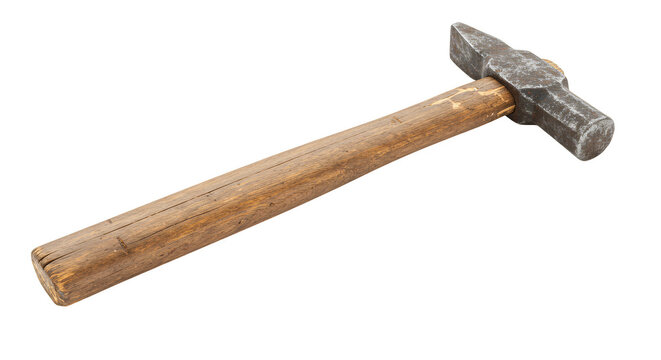 Isolated Hammer Wood and Metal Carpentry Tool on Transparent Background