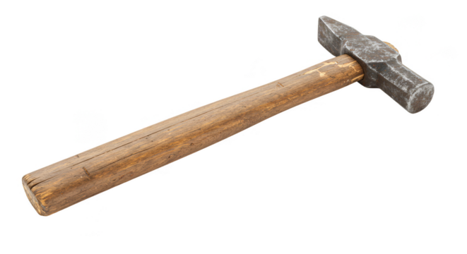 Isolated Hammer Wood and Metal Carpentry Tool on Transparent Background