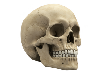 Realistic 3D Rendering of Detailed Isolated Human Skull on Transparent