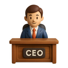 CEO at Desk: A confident CEO sits behind a meticulously crafted desk. His image embodies leadership and professionalism, symbolizing executive roles.