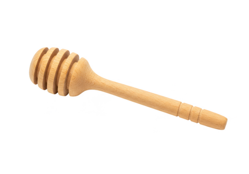 Isolated Honey Dipper Wooden Tool for Sweet Natural Food on Transparent