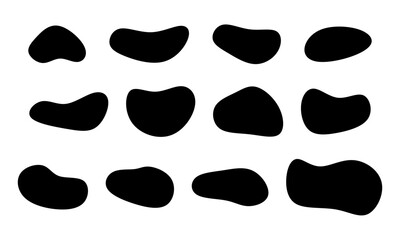 A vector set of Black Blob shapes. Simple liquid blobs form a creative minimal bubble stone vector set.