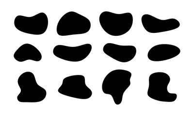 A vector set of Black Blob shapes. Simple liquid blobs form a creative minimal bubble stone vector set.