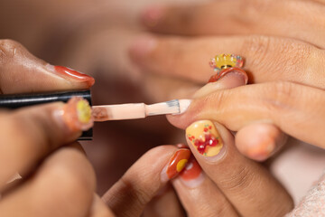 Nail art beauty treatment at home nail salon with fashion style and detailed care for elegant fingers and polished nails enhancing personal charm and confidence
