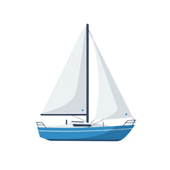 Fototapeta premium Isolated Illustration of a Sailing Boat with Blue Hull and White Sails