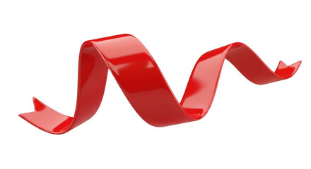 Shiny Red Ribbon Wave PNG Decoration Element