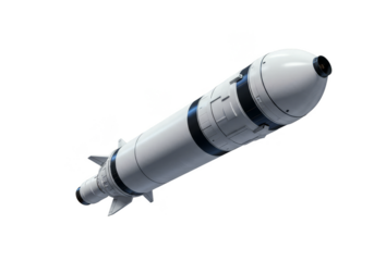 Illustration of Isolated Rocket Missile in Flight Technological Weapon