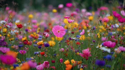 Obraz premium Colorful wildflowers in meadow