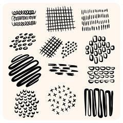 Hand-Drawn Abstract Doodle Brush Strokes and Patterns Set