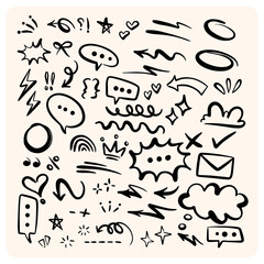 Hand-Drawn Doodle Elements and Emphasis Marks Collection