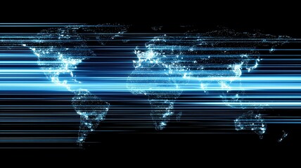 Abstract global maps showcasing high-speed data transmission, Each image visualizes the concept of global connectivity, technological growth, and business data flow through illuminated lines represent