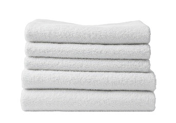 3D Render Clean White Cotton Towels Neatly Stacked on Transparent Background