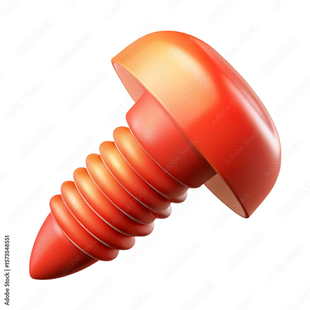 Fototapete a glossy 3d rendered red screw isolated on black background for design projects