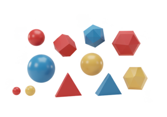 3D Render Geometric Shape Arrangement Red Blue And Yellow Illustration