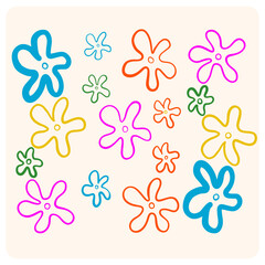 Vibrant Abstract Funky Flower Shapes Collection