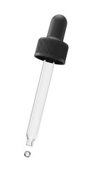 Isolated Illustration of Glass Medicine Dropper with Liquid and Black Cap