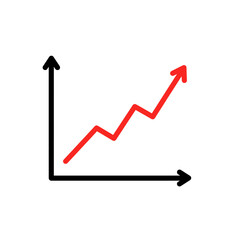 Obraz premium Line Graph Symbol Red Flat Icon Clear Growth Design
