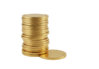Isolated Illustration of Golden Money Coins Stack Currency on Transparent