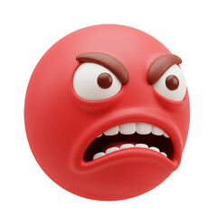 Fototapeta premium 3d Render of Angry Red Emoji With Intense Expression Isolated