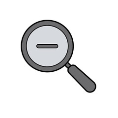 Grey Magnifying Glass Minus Sign Icon Bold Black Outline Simple Design