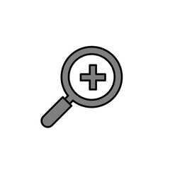 Fototapeta premium Grey Magnifying Glass Plus Sign Icon Bold Black Outline Simple Design