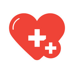 Fototapeta premium Heart with Cross Symbol Red Flat Icon Clear Health Design