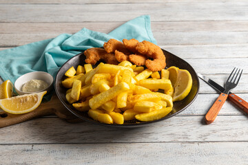 Seafood Platter With Fries & Lemon