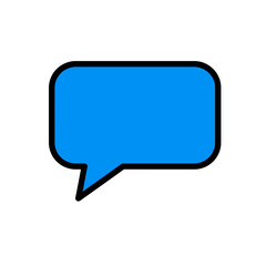Naklejka premium Blue Speech Bubble Icon Bold Black Outline Simple Design