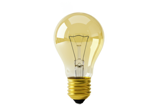 Realistic Light Bulb with Glowing Filament on Transparent Background