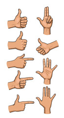 Isolated Illustration of Hand Gestures Vector for Communication and Signs