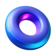Smooth gradient torus shape with violet and blue hues isolated on transparent background