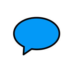 Fototapeta premium Blue Speech Bubble Icon Bold Black Outline Simple Design