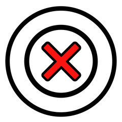Obraz premium X Symbol Red Circle Simple Flat Icon Clear Design