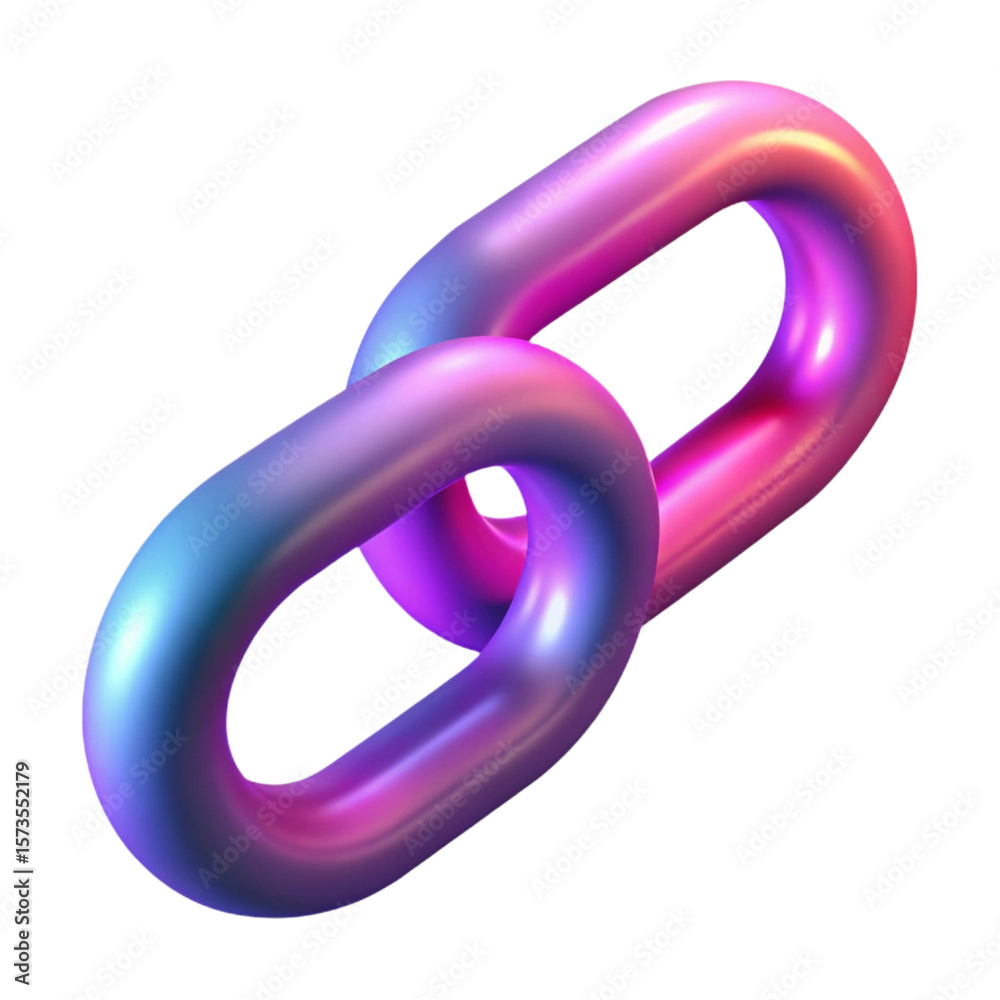 Fototapete 3d rendered gradient colored chain links isolated against a black background