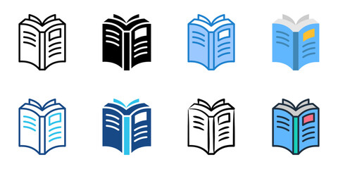 Fototapeta premium Textbook icon set multiple style collection 