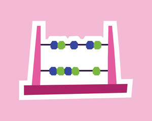 Abacus Sticker with Flat Soft Color Palette in Cutout Style