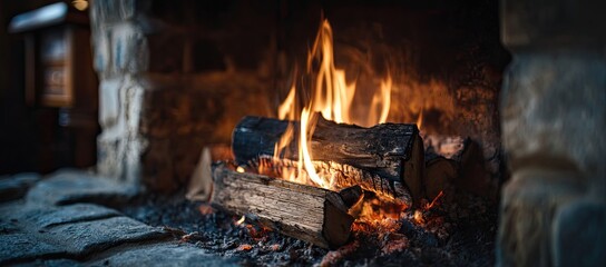 Cozy fireplace with burning wood (7)