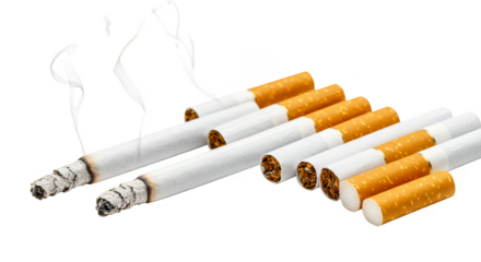 Realistic Smoking Cigarettes Pile With Transparent Background Still Life