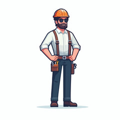 vector full body image of a male worker