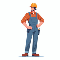 vector full body image of a male worker