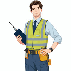 vector full body image of a male worker