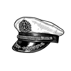 Illustration of Navy Officer White Hat Isolated on Transparent Background