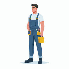 vector full body image of a male worker