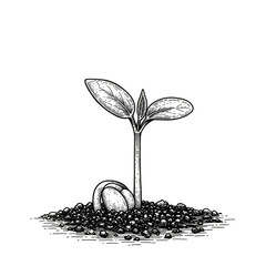 Illustration of New Life Plant Sprout Isolated on Transparent Background